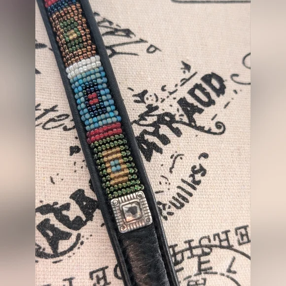 Vintage Brighton Women's Beaded Southwestern Leather Belt XL - Picture 3 of 6